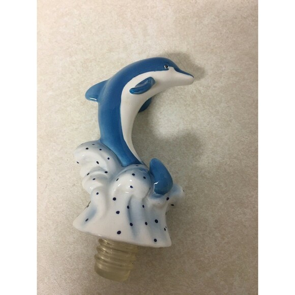 Ceramic Dolphin Wine Bottle Stopper Ocean Sea Beach Life - Picture 1 of 5